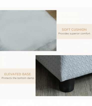 PawHut Pet Sofa Dog Chair Cat Couch w/ Storage, Cushion - Light Blue