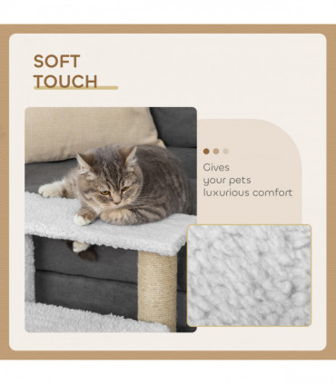 PawHut Pet Stair with 3-step Climb Ladder, Scratching Posts, White