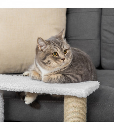 PawHut Pet Stair with 3-step Climb Ladder, Scratching Posts, White