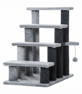 PawHut Pet Stairs with 3-step Stair, Scratching Posts, Platforms, Toy Ball