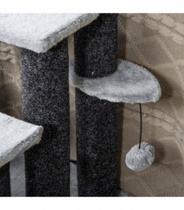 PawHut Pet Stairs with 3-step Stair, Scratching Posts, Platforms, Toy Ball