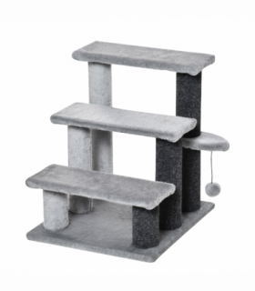 PawHut Pet Stairs with 3-step Stair, Scratching Posts, Platforms, Toy Ball
