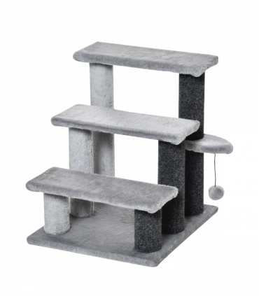 PawHut Pet Stairs with 3-step Stair, Scratching Posts, Platforms, Toy Ball