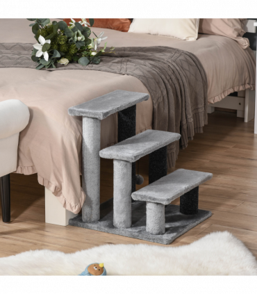 PawHut Pet Stairs with 3-step Stair, Scratching Posts, Platforms, Toy Ball