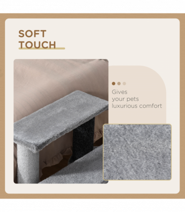 PawHut Pet Stairs with 3-step Stair, Scratching Posts, Platforms, Toy Ball