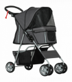 PawHut Pet Stroller Carrier Foldable Deluxe Walk Travel Dog Dark Grey