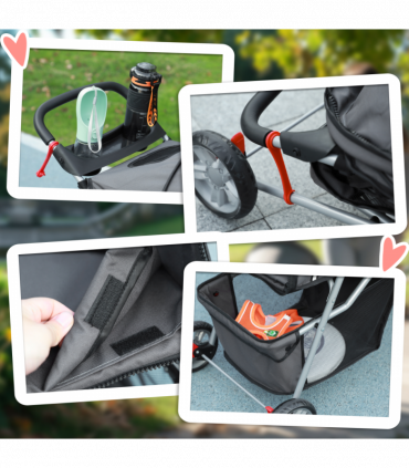 PawHut Pet Stroller Pushchair Carrier for Cat Puppy with 3 Wheels Dark Grey