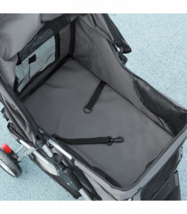 PawHut Pet Stroller Pushchair Carrier for Cat Puppy with 3 Wheels Dark Grey