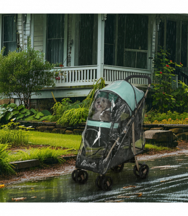 PawHut Pet Stroller for XS and S Dogs with Rain Cover - Green