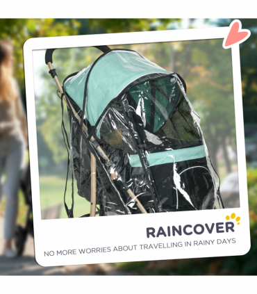 PawHut Pet Stroller for XS and S Dogs with Rain Cover - Green