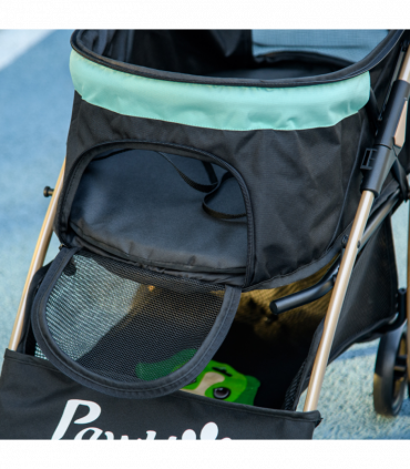 PawHut Pet Stroller for XS and S Dogs with Rain Cover - Green