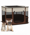 PawHut Portable Dog Pen for Puppies, Rabbits, Kittens, Guinea Pigs - Brown