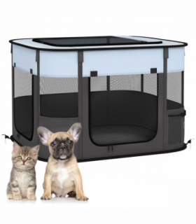 PawHut Portable Dog Pen for Puppies, Rabbits, Kittens, Guinea Pigs - Grey