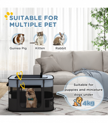 PawHut Portable Dog Pen for Puppies, Rabbits, Kittens, Guinea Pigs - Grey
