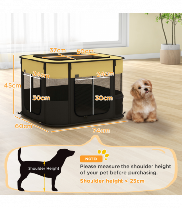 PawHut Portable Dog Pen for Puppies, Rabbits, Kittens, Guinea Pigs - Yellow