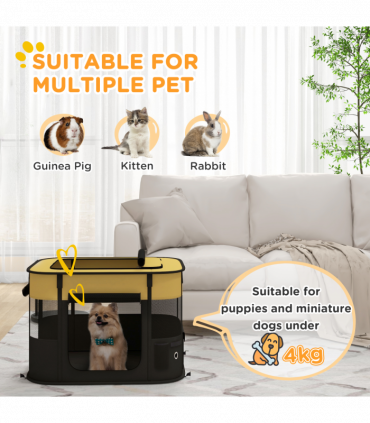 PawHut Portable Dog Pen for Puppies, Rabbits, Kittens, Guinea Pigs - Yellow