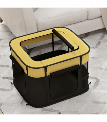 PawHut Portable Dog Pen for Puppies, Rabbits, Kittens, Guinea Pigs - Yellow