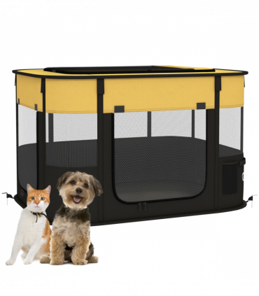 PawHut Portable Dog Pen for Puppies, Rabbits, Kittens, Guinea Pigs - Yellow
