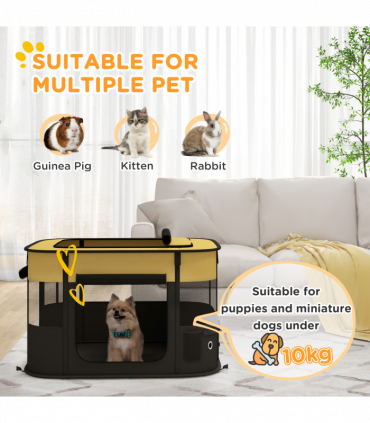 PawHut Portable Dog Pen for Puppies, Rabbits, Kittens, Guinea Pigs - Yellow