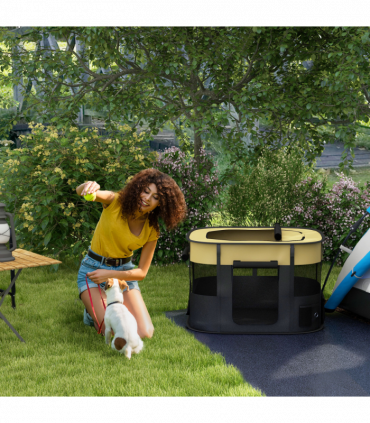 PawHut Portable Dog Pen for Puppies, Rabbits, Kittens, Guinea Pigs - Yellow