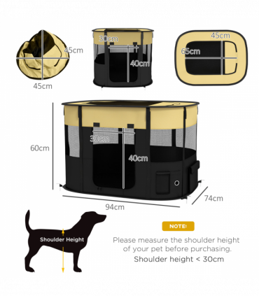 PawHut Portable Dog Pen for Puppies, Rabbits, Kittens, Guinea Pigs - Yellow
