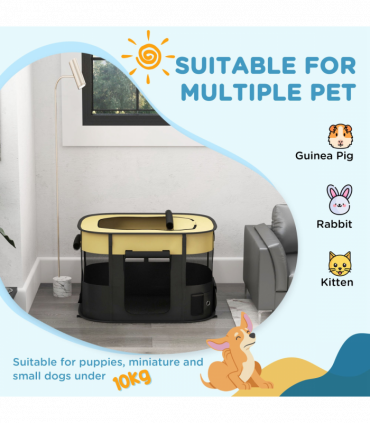 PawHut Portable Dog Pen for Puppies, Rabbits, Kittens, Guinea Pigs - Yellow