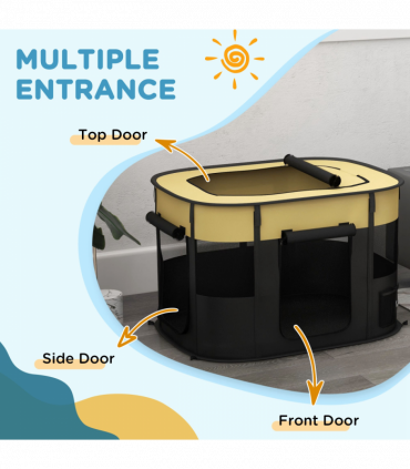 PawHut Portable Dog Pen for Puppies, Rabbits, Kittens, Guinea Pigs - Yellow