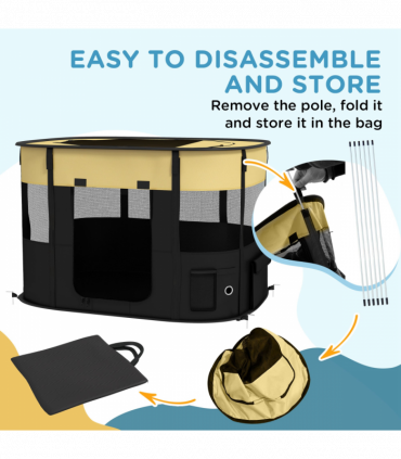 PawHut Portable Dog Pen for Puppies, Rabbits, Kittens, Guinea Pigs - Yellow