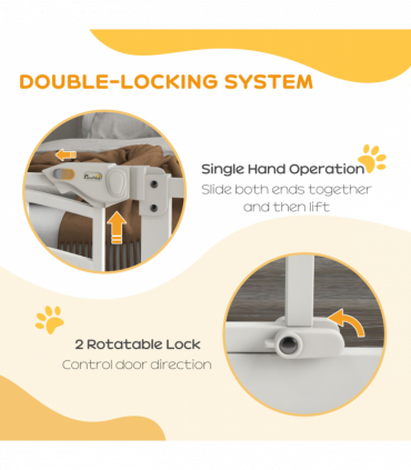 PawHut Pressure Fit Safety Gate, Dog Gate w/ Small Cat Door, 74-100cm Openings