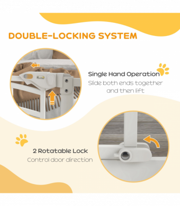 PawHut Pressure Fit, Safety Gate Dog Gate w/ Small Cat Door Opening, 74-80cm