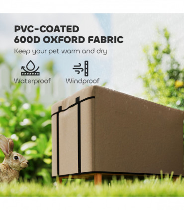 PawHut Rabbit Hutch Cover, Guinea Pig Hutch Cover for X-D2-0047, Brown