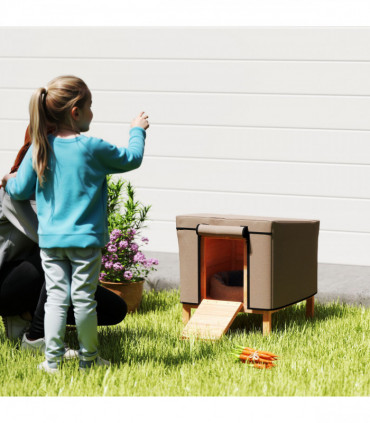 PawHut Rabbit Hutch Cover, Guinea Pig Hutch Cover for X-D2-0047, Brown