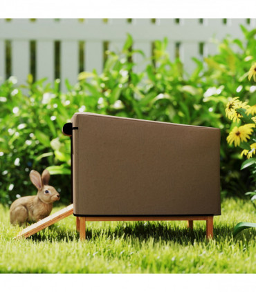 PawHut Rabbit Hutch Cover, Guinea Pig Hutch Cover for X-D2-0047, Brown