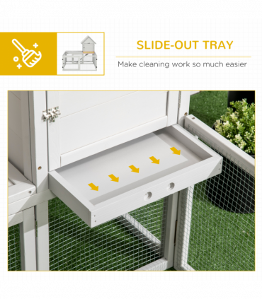 PawHut Rabbit Hutch Guinea Pig Cage w/ Slide-Out Tray, Fenced Area