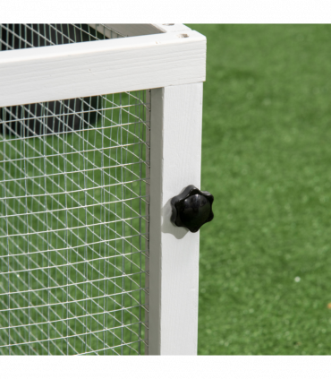 PawHut Rabbit Hutch Guinea Pig Cage w/ Slide-Out Tray, Fenced Area