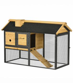 PawHut Rabbit Hutch Outdoor Bunny Cage w/ Run, Removable Tray 120 x 55.5 x 80cm