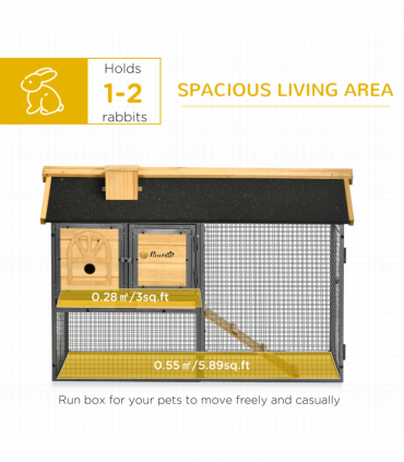 PawHut Rabbit Hutch Outdoor Bunny Cage w/ Run, Removable Tray 120 x 55.5 x 80cm