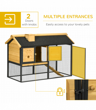 PawHut Rabbit Hutch Outdoor Bunny Cage w/ Run, Removable Tray 120 x 55.5 x 80cm