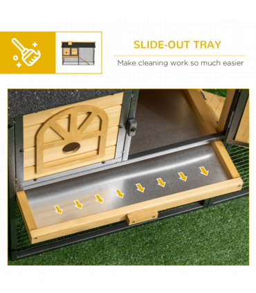 PawHut Rabbit Hutch Outdoor Bunny Cage w/ Run, Removable Tray 120 x 55.5 x 80cm