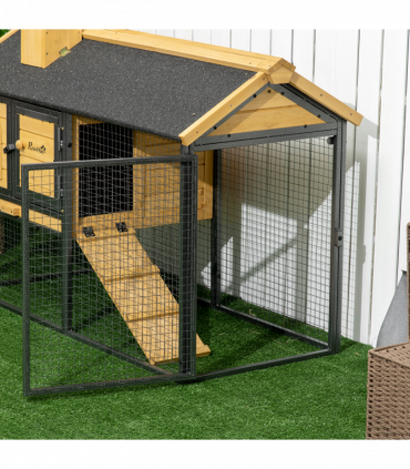 PawHut Rabbit Hutch Outdoor Bunny Cage w/ Run, Removable Tray 120 x 55.5 x 80cm