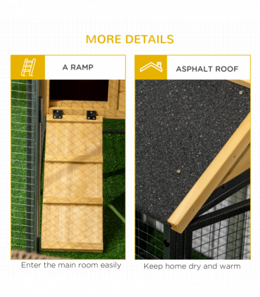 PawHut Rabbit Hutch Outdoor Bunny Cage w/ Run, Removable Tray 120 x 55.5 x 80cm