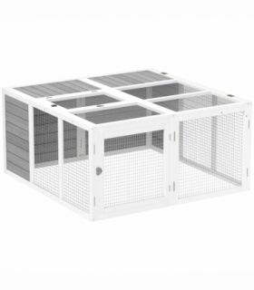 PawHut Rabbit Hutch Small Animal Guinea Pig House with Openable Roof Grey