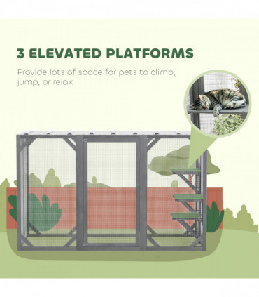 PawHut Rabbit Hutch, 2-Tier Guinea Pig Hutch, w/ Two Runs, Pull-Out Tray