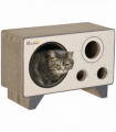 PawHut Radio Shape Cat Scratching Board with Catnip, Natural Wood Finish