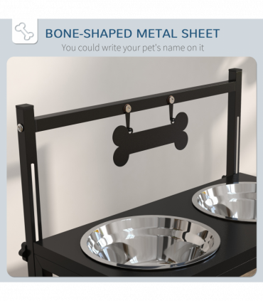 PawHut Raised Dog Bowl w/ Adjustable Height Stand for Small Medium Large Dogs