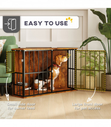 PawHut Raised Dog Bowl, Elevated Dog Bowls with Slow Feeder Dog Bowl, Black