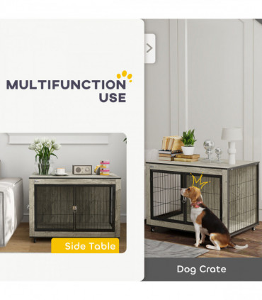 PawHut Raised Dog Bowl, Elevated Dog Bowls with Slow Feeder Dog Bowl, White