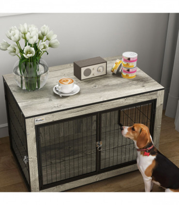 PawHut Raised Dog Bowl, Elevated Dog Bowls with Slow Feeder Dog Bowl, White