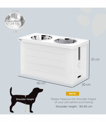 PawHut Raised Dog Bowls with Slow Feeder Mat & Semi-Auto Dispenser Function