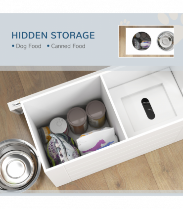 PawHut Raised Dog Bowls with Slow Feeder Mat & Semi-Auto Dispenser Function